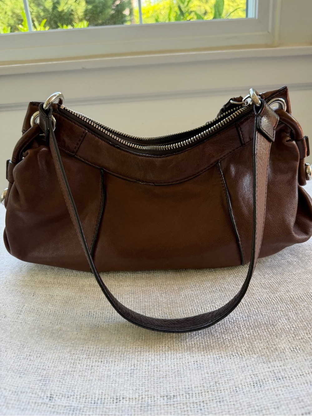 Banana Republic Chocolate Brown Leather Shoulder Bag - Picture 1 of 10